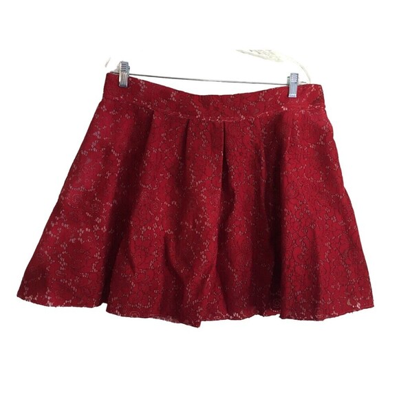 Express Short Skirt Women's Size 14 Red Lace Back Zipper - Picture 2 of 8
